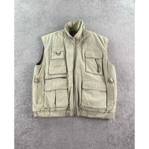Expeditions Vest Men Extra Large Beige Canvas Blanket Lined Utility Cargo Pocket